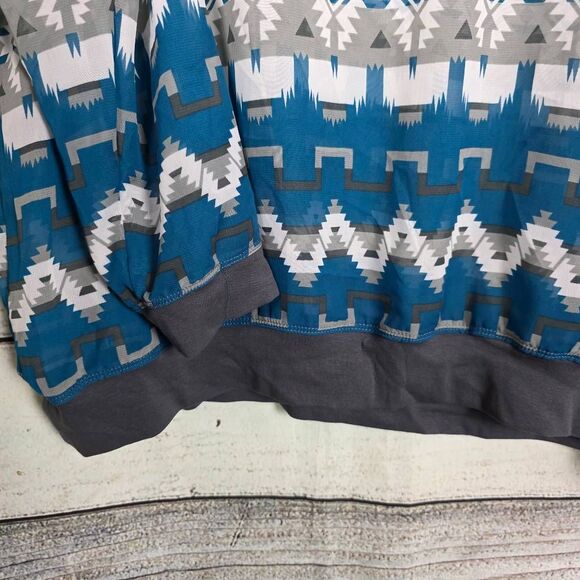 Cruel Denim Aztec Print Long Sleeve Sheer Top NWT Size XL - Picture 3 of 9